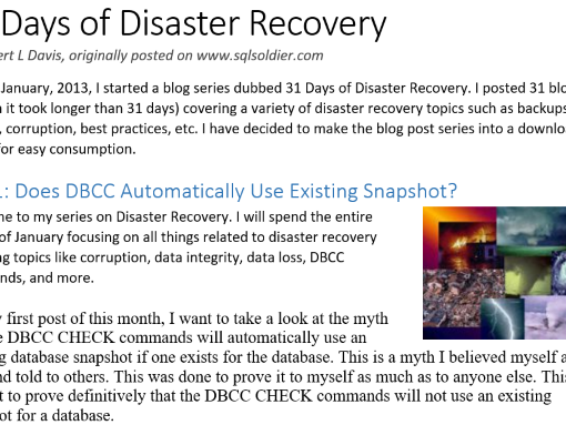 31 Days of Disaster Recovery